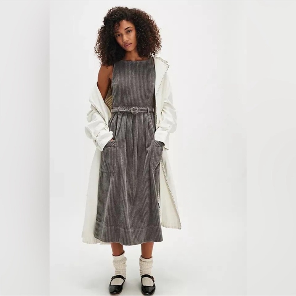 Free People The Other Side Corduroy Midi Dress